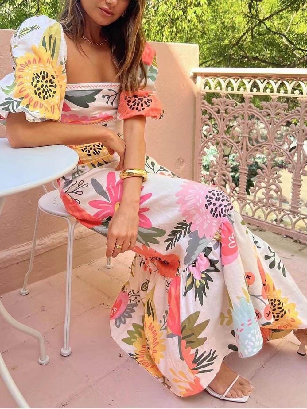 Rieda | Maxikleid mit Puffärmeln