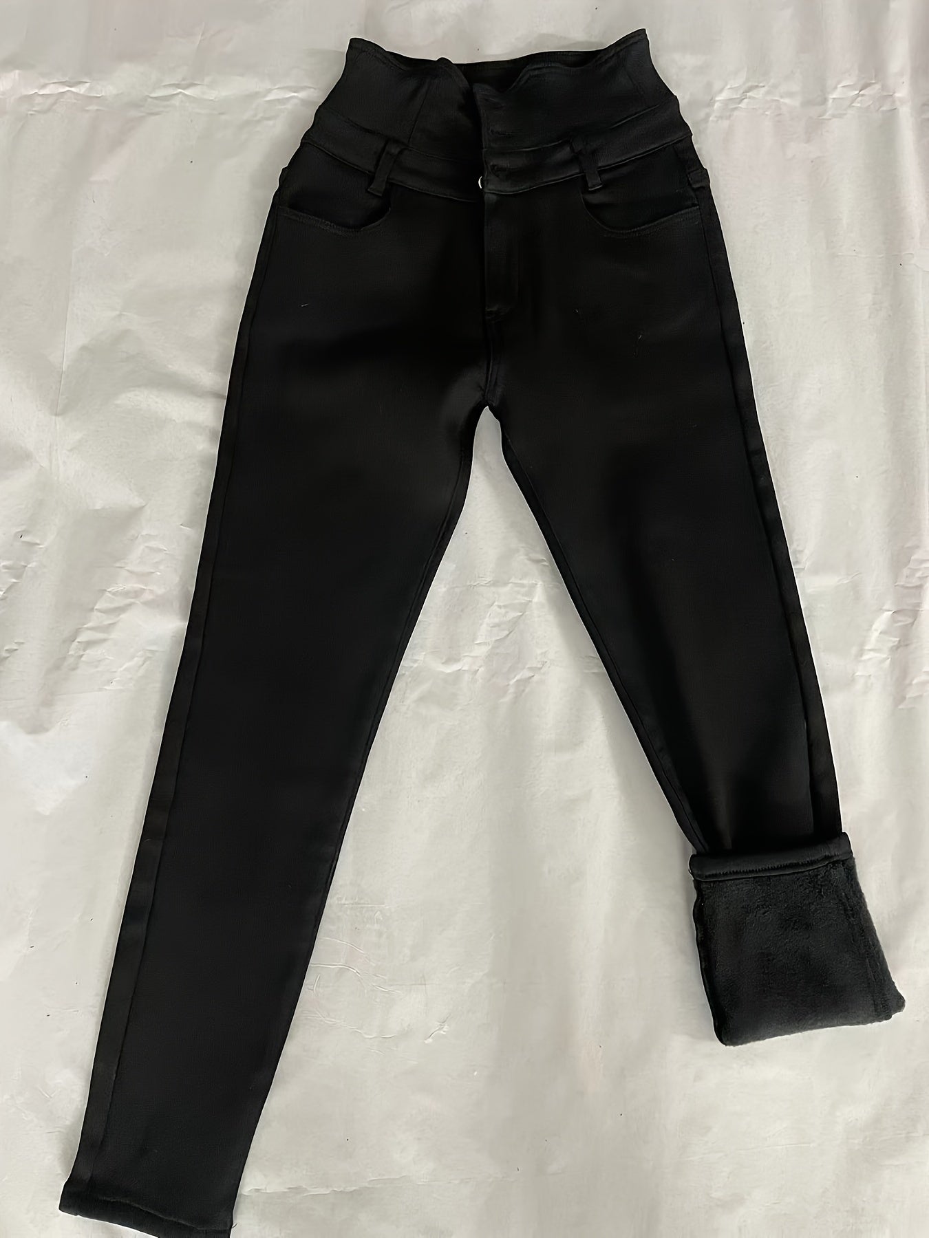 Fleece-gefütterte Skinny Jeans mit Hohem Bund