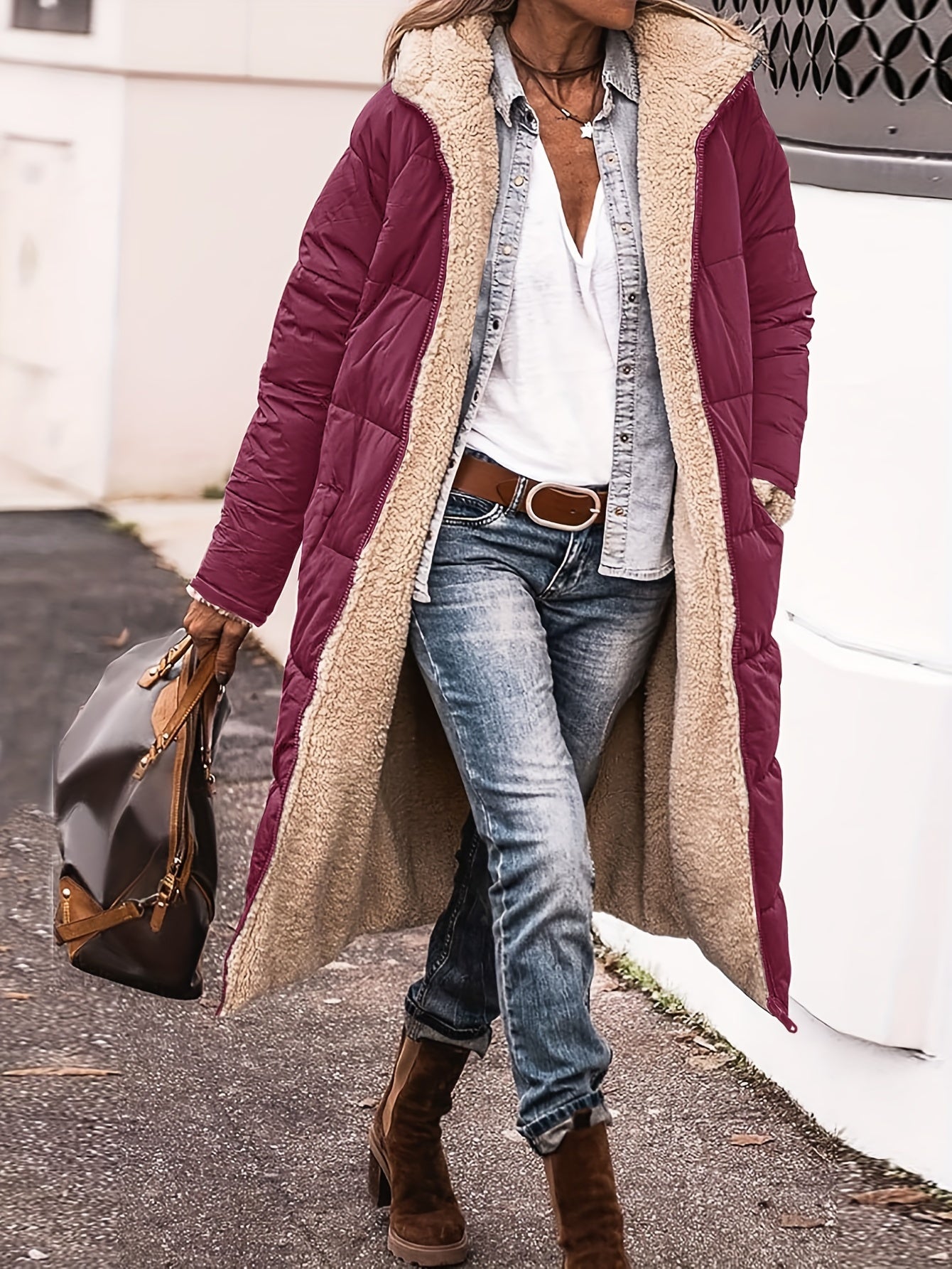 Flauschige, Fleece-gefütterte Jacke