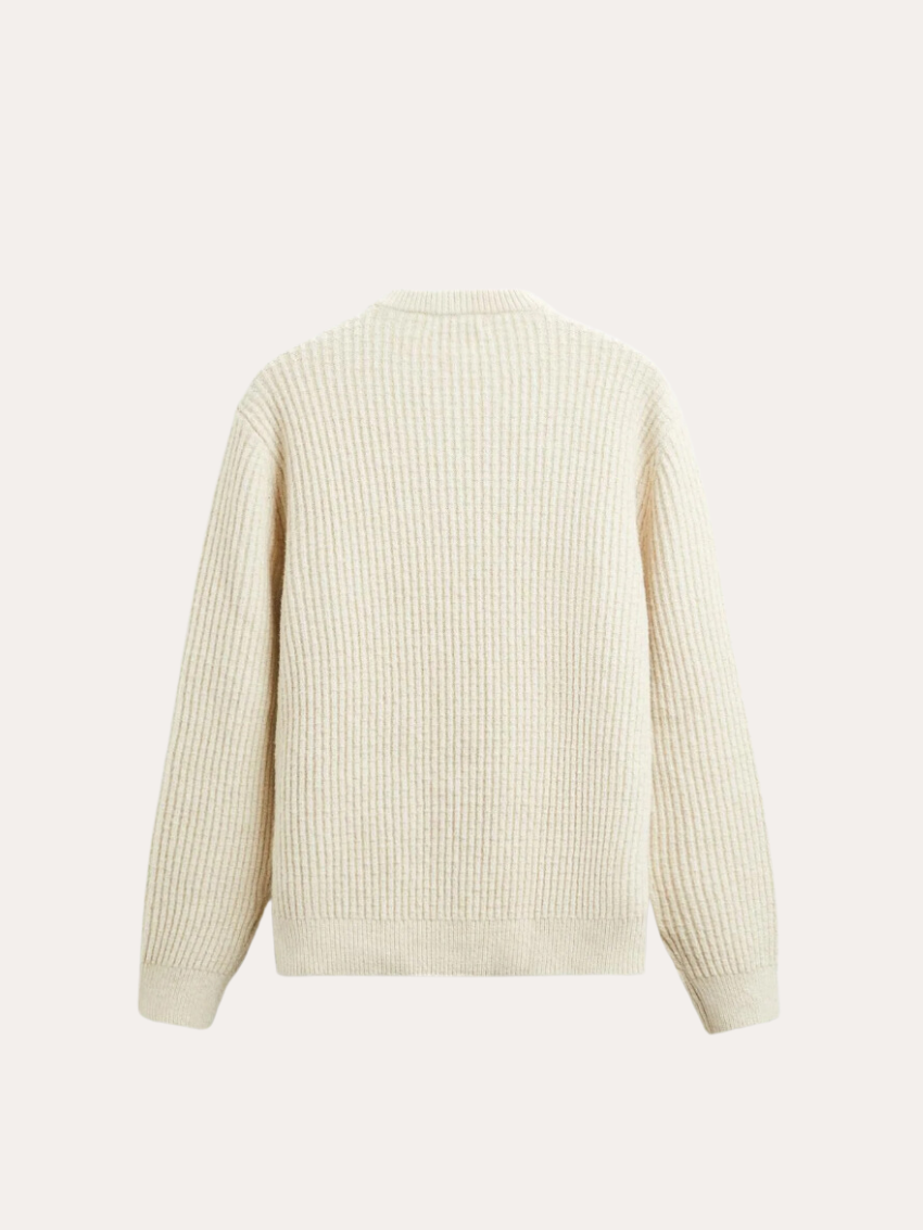 Caden | Rippstrickpullover mit Rundhalsausschnitt – Natur