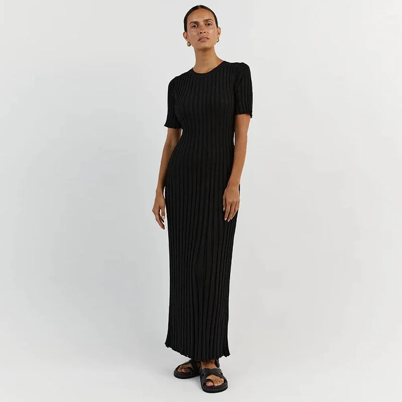 Angel | Einfarbiges Strick-Maxikleid