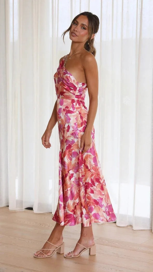 Karol | Ein-Schulter-Blumenkleid