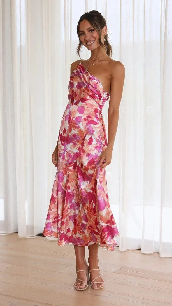 Karol | Ein-Schulter-Blumenkleid