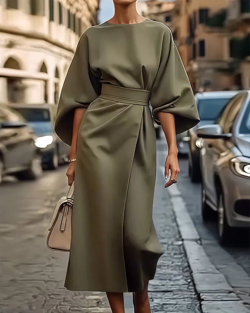 Elegantes Laternenkleid mit Gürtel