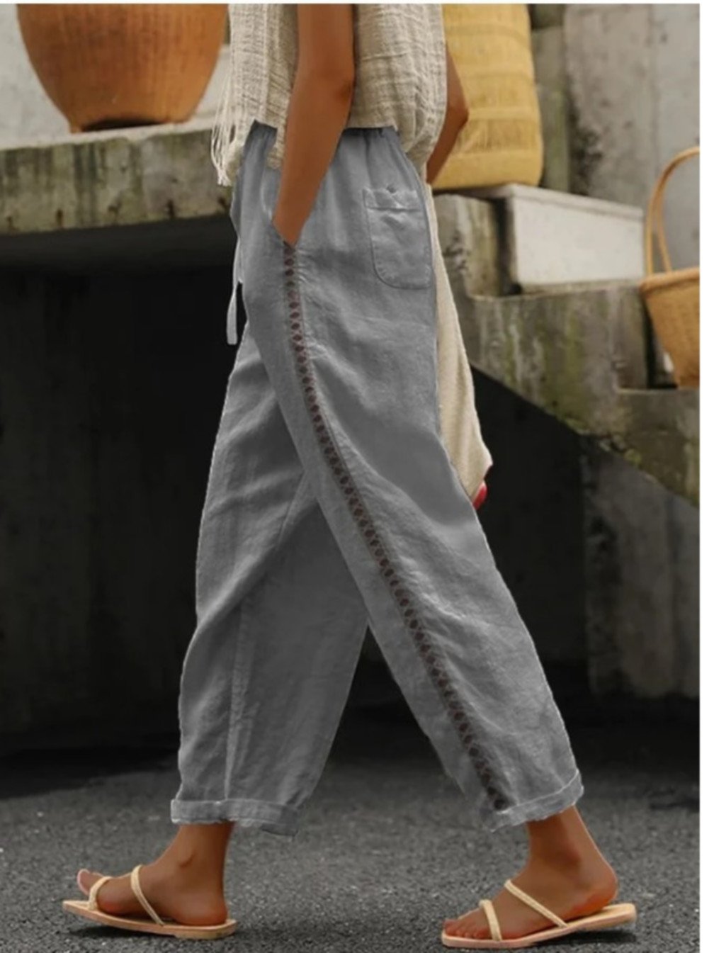 7/8-Hose mit Spitzendetail – Elegant & Bequem
