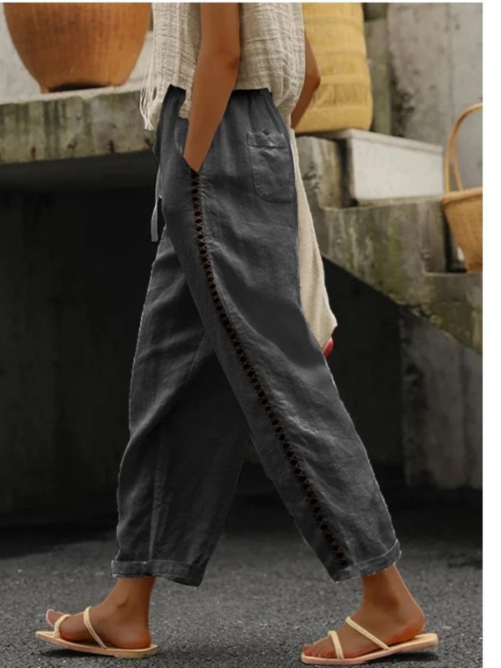 7/8-Hose mit Spitzendetail – Elegant & Bequem