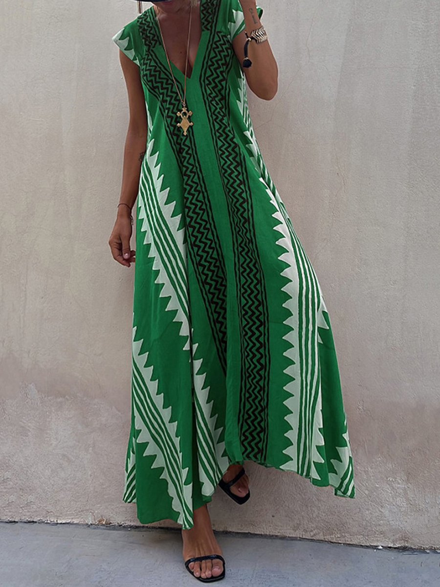Boho | Ärmelloses V-Ausschnitt-Kleid