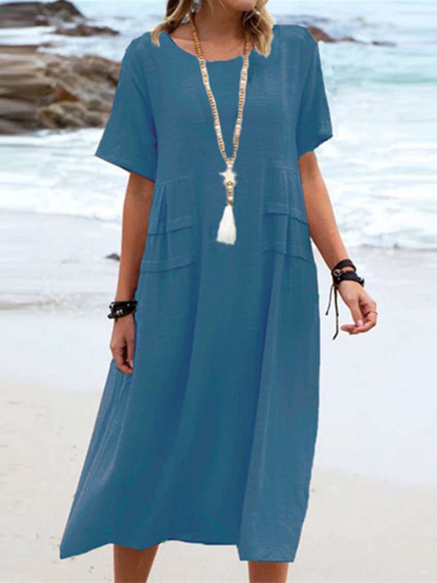 Aruna - Lockeres Rundhals Kleid