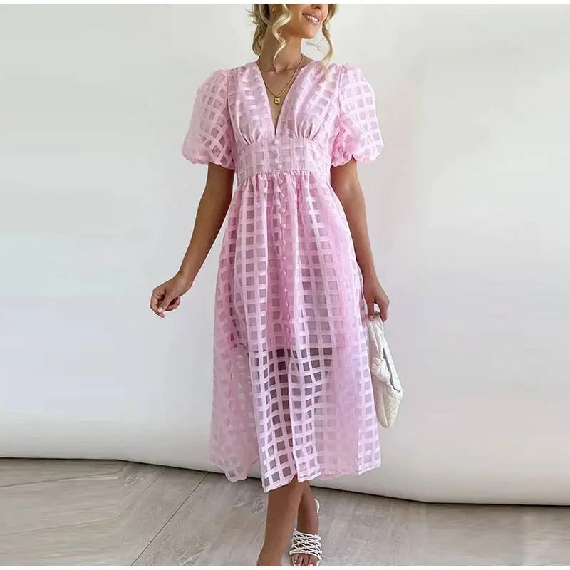 Yorina I Stylisches Kleid mit V-Ausschnitt