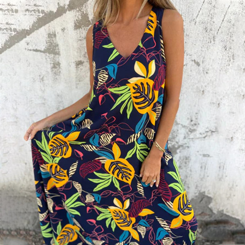 Ylvia I Maxikleid mit V-Ausschnitt