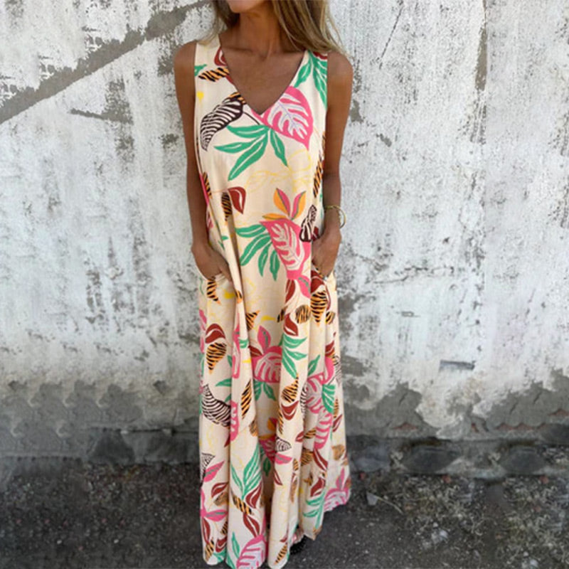 Ylvia I Maxikleid mit V-Ausschnitt