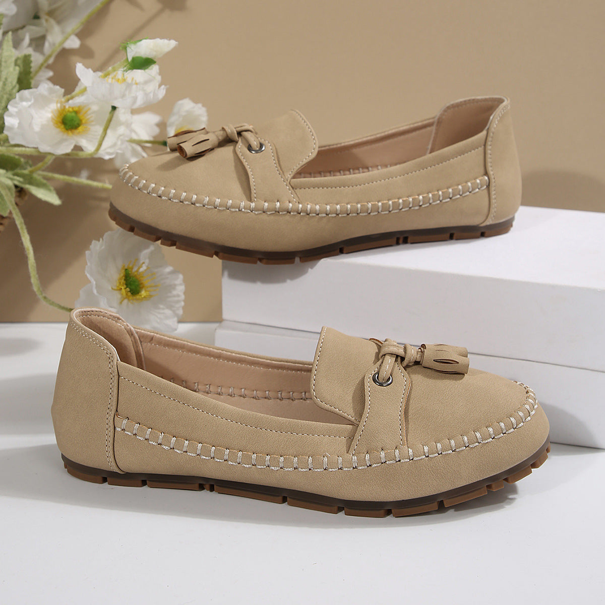 Bella – Vintage Loafers mit Schleife