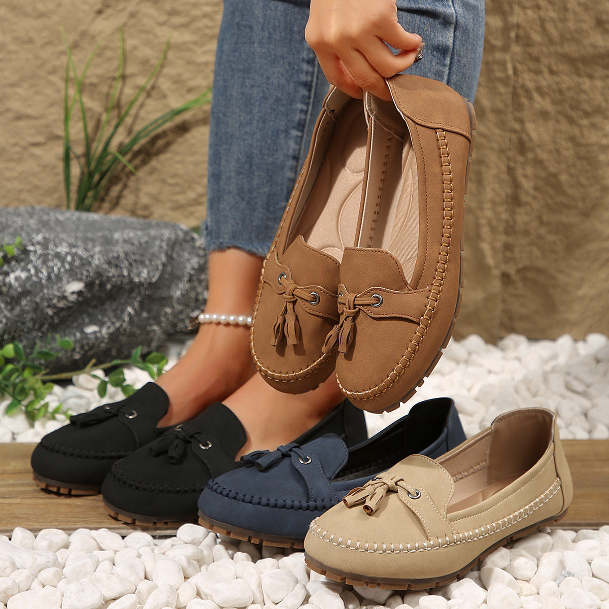 Bella – Vintage Loafers mit Schleife