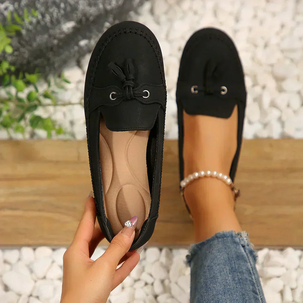 Bella – Vintage Loafers mit Schleife