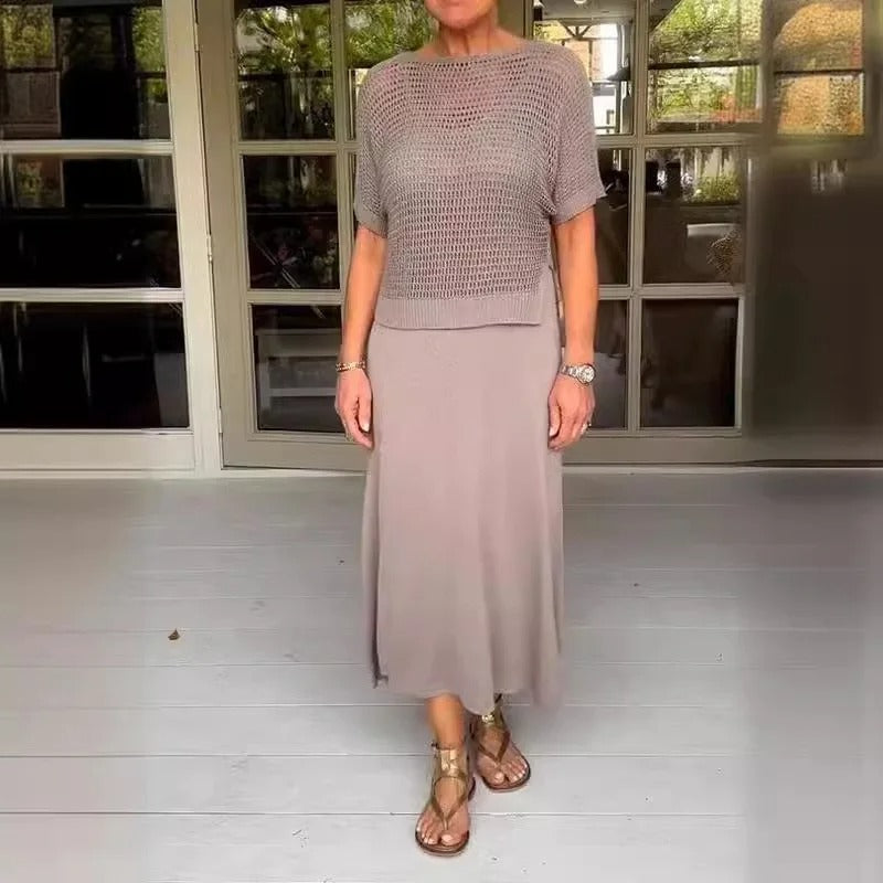 Alora - Elegantes 2-Teile Kleid mit Spitzenoberteil
