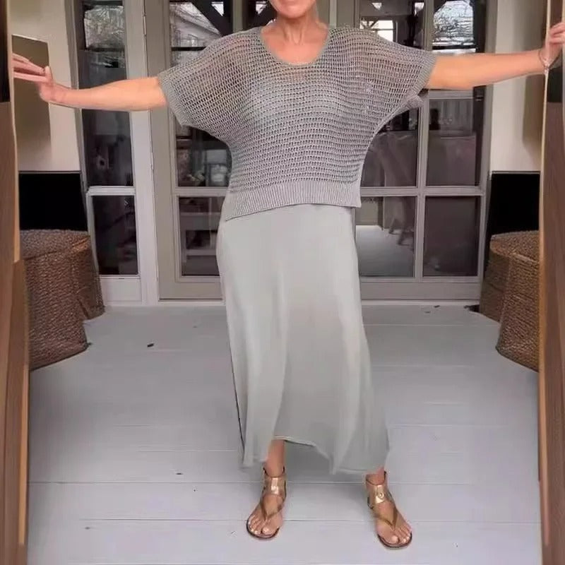 Alora - Elegantes 2-Teile Kleid mit Spitzenoberteil