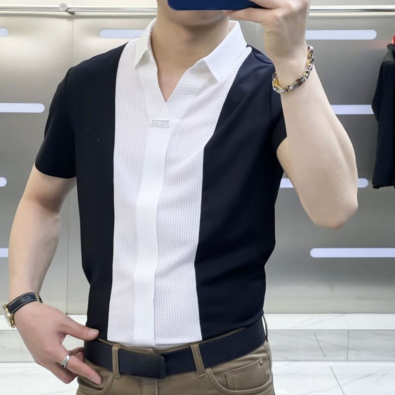 Business-Casual Patchwork-Hemd