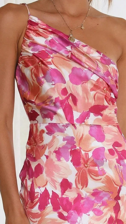 Karol | Ein-Schulter-Blumenkleid