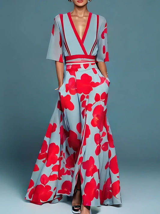 Tiao - V-Ausschnitt Blumenkleid