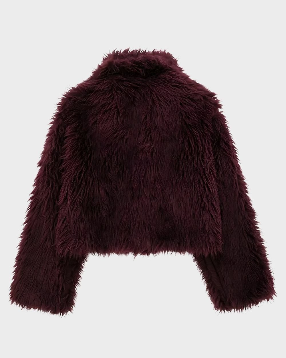 Burgundy Faux-Pelz Mantel