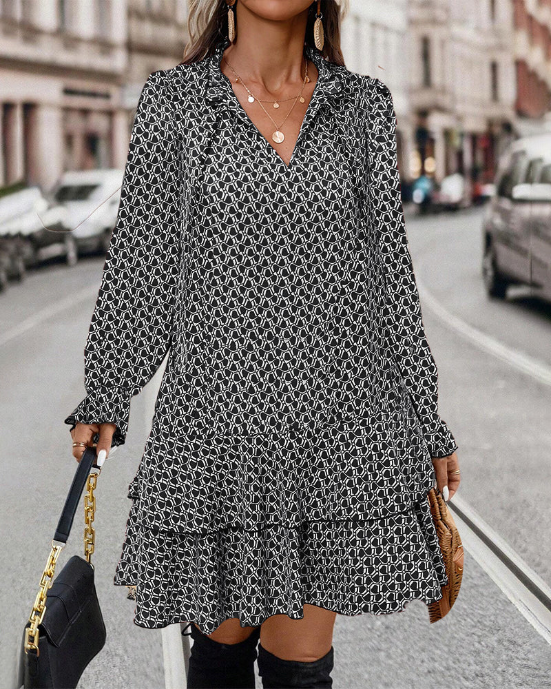 Lavinia™ – Bedrucktes Langarmkleid