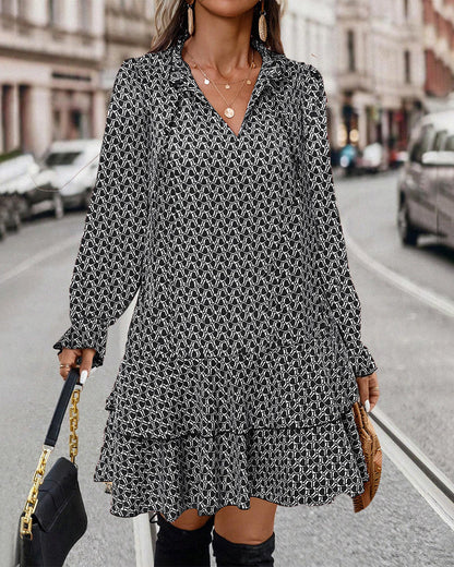 Lavinia™ – Bedrucktes Langarmkleid