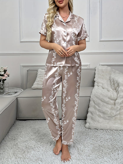 Aurelia | Satin Pyjama-Set mit floralem Print