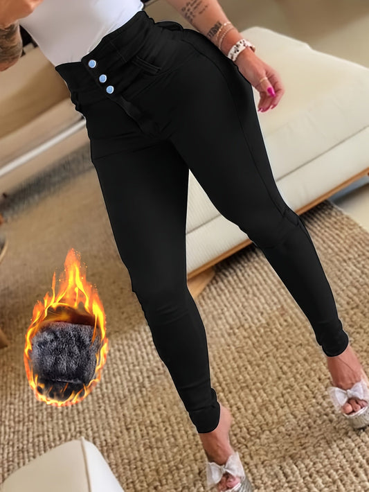 Fleece-gefütterte Skinny Jeans mit Hohem Bund