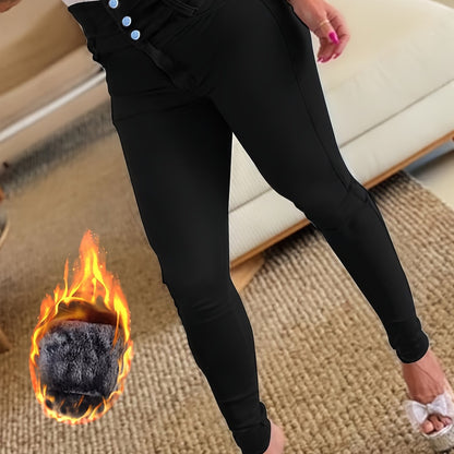 Fleece-gefütterte Skinny Jeans mit Hohem Bund
