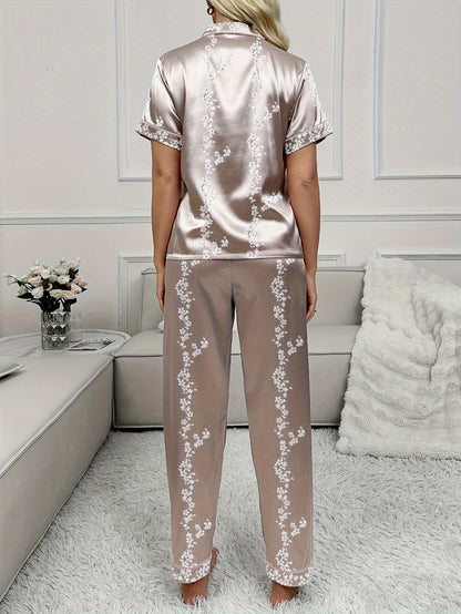 Aurelia | Satin Pyjama-Set mit floralem Print