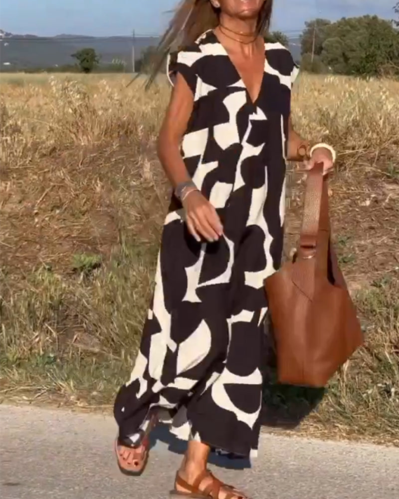 Amaria - Maxikleid mit Print und V-Ausschnitt