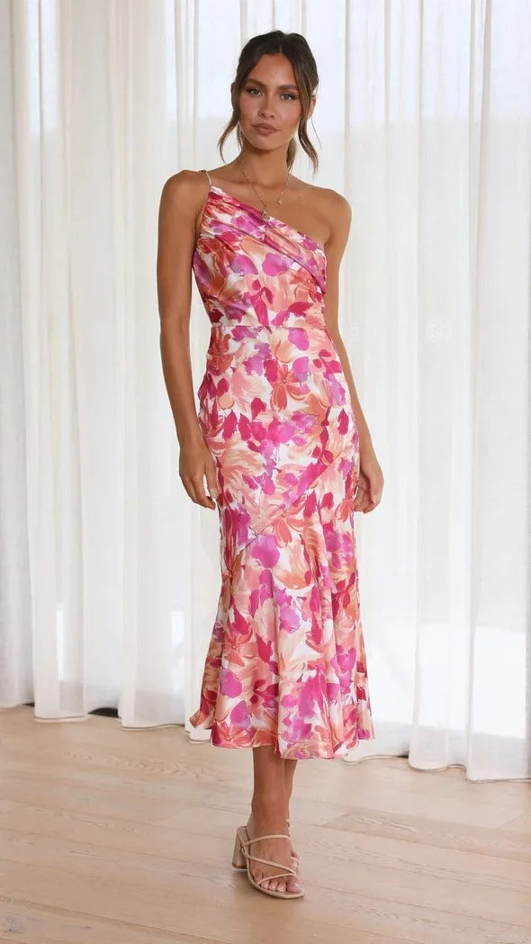 Karol | Ein-Schulter-Blumenkleid