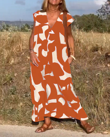 Amaria - Maxikleid mit Print und V-Ausschnitt