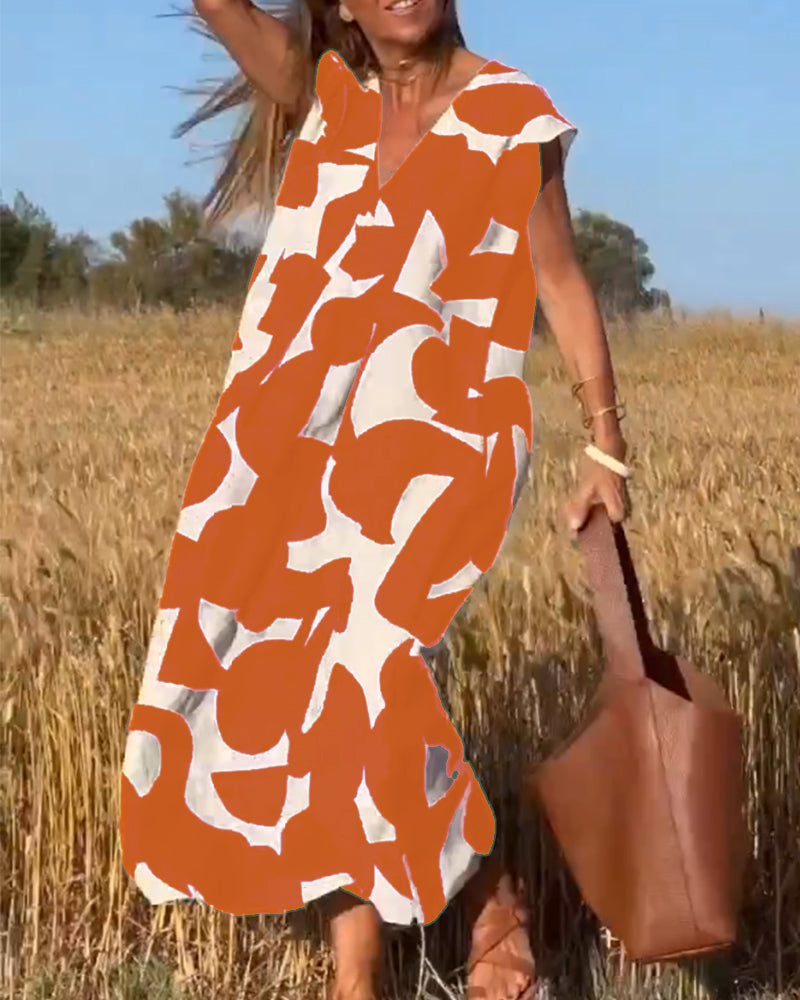 Amaria - Maxikleid mit Print und V-Ausschnitt