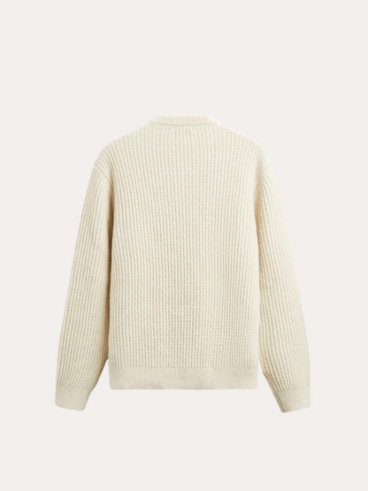 Caden | Rippstrickpullover mit Rundhalsausschnitt – Natur