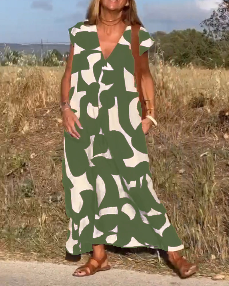 Amaria - Maxikleid mit Print und V-Ausschnitt