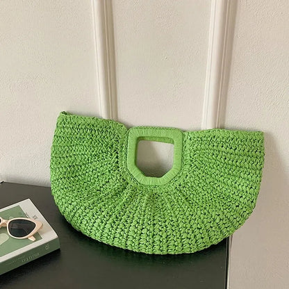 Calira | Halbmond-Strandtasche aus Stroh