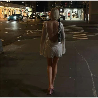 Zerynna Schimmer-Minikleid mit langen Ärmeln