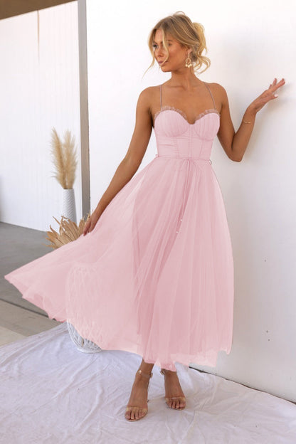 Aria - Modernes Prinzessin Chiffon Hosenträger Party Maxikleid