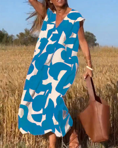 Amaria - Maxikleid mit Print und V-Ausschnitt