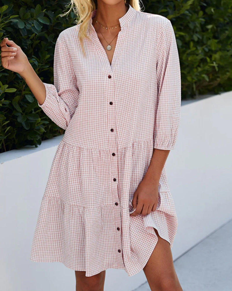 Emilia | Kariertes Midi-Hemdkleid