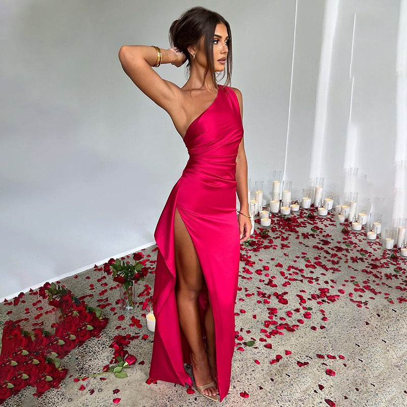 Sienna - Gerüscht Eine- Schultern Maxikleid