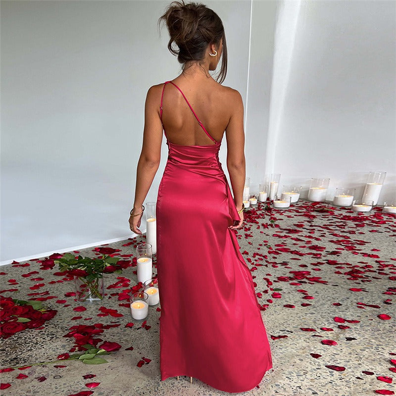 Sienna - Gerüscht Eine- Schultern Maxikleid