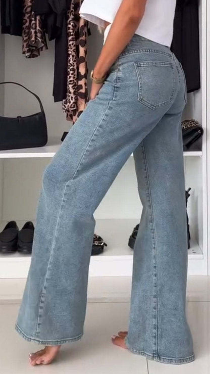 Zweiteilige Optik Jeans – Weites & Gerades Bein