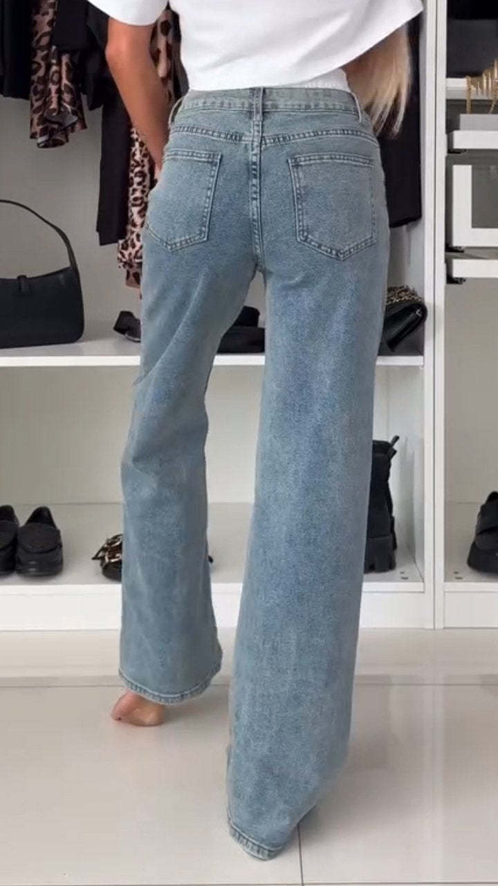 Zweiteilige Optik Jeans – Weites & Gerades Bein