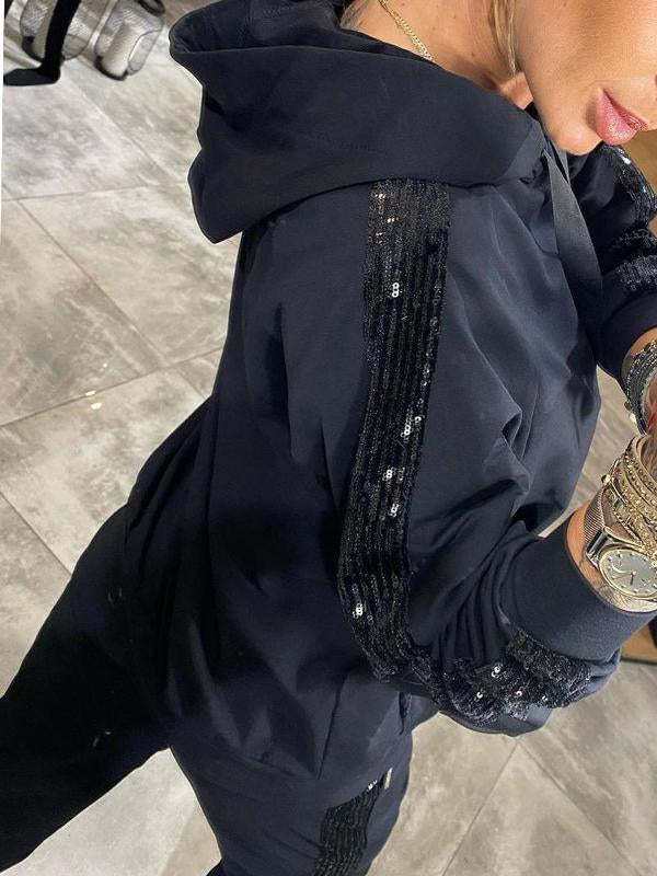 Zweiteiliges Set – Kapuzenjacke & Paillettenhose
