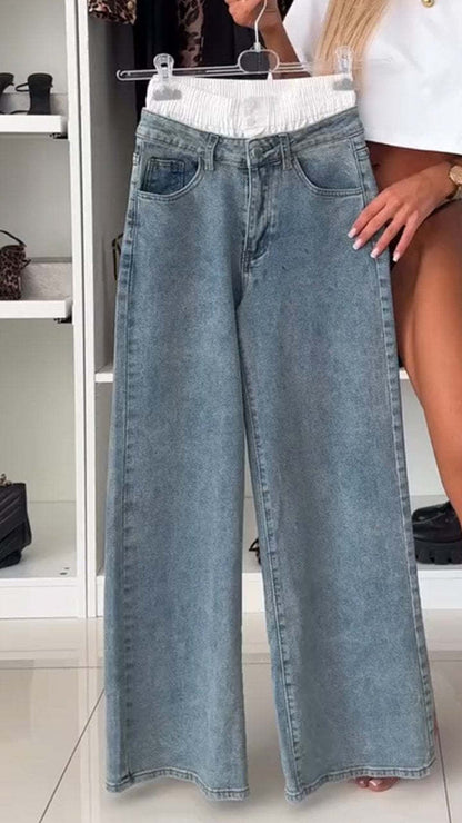 Zweiteilige Optik Jeans – Weites & Gerades Bein