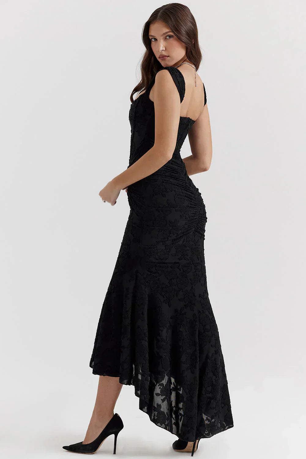 Angel | Langes Plissee-Kleid mit Offenem Rücken