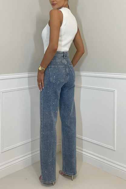 Elegant Starry Sky Diamond Jeans