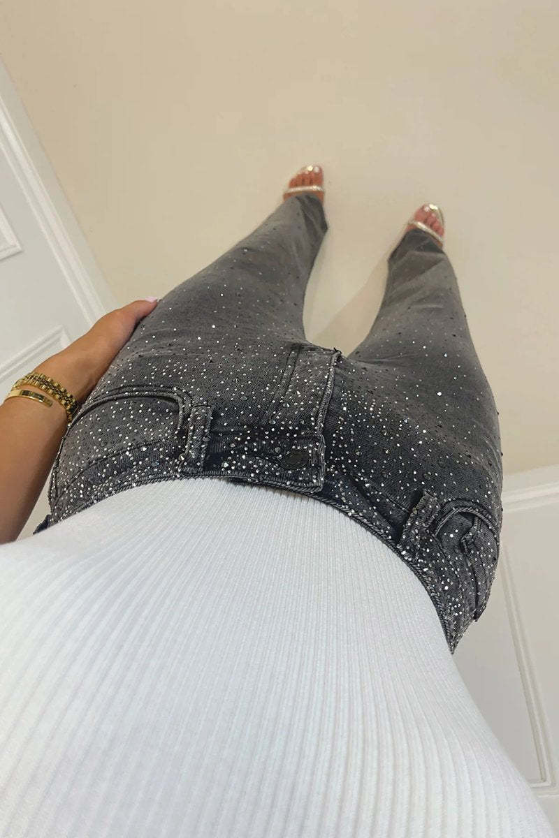 Elegant Starry Sky Diamond Jeans